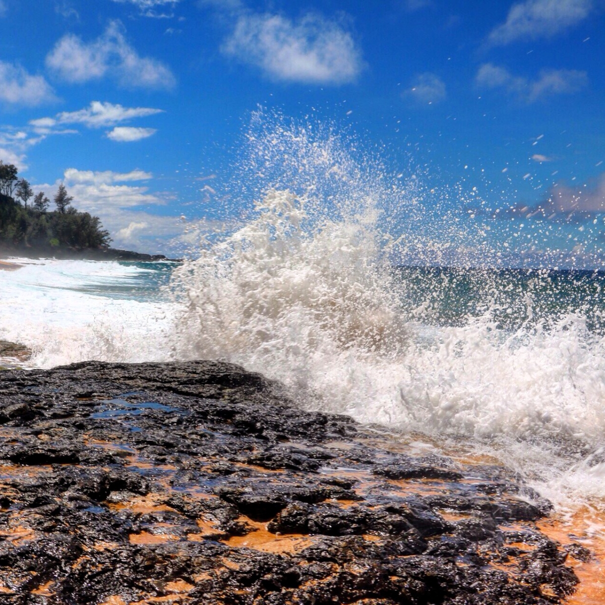 waves hitting the shore   